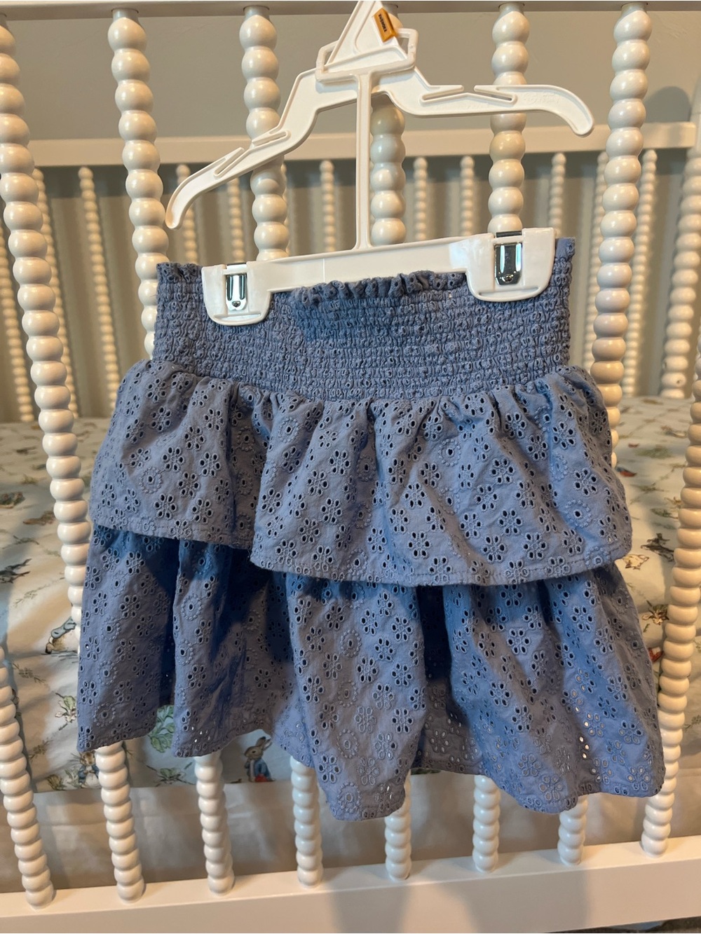Blue Eyelet Ruffle Skirt